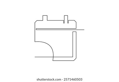 Loose-leaf calendar in one continuous line drawing. Vector illustration of a calendar. Continuous one line time event agenda in doodle sketch outline style.