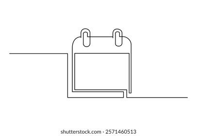 Loose-leaf calendar in one continuous line drawing. Vector illustration of a calendar. Continuous one line time event agenda in doodle sketch outline style.