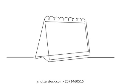 Loose-leaf calendar in one continuous line drawing. Vector illustration of a calendar. Continuous one line time event agenda in doodle sketch outline style.