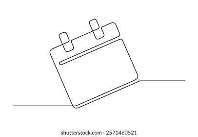 Loose-leaf calendar in one continuous line drawing. Vector illustration of a calendar. Continuous one line time event agenda in doodle sketch outline style.