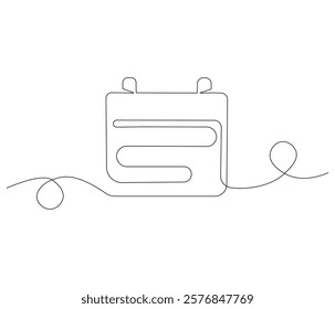 Loose-leaf calendar. One continuous line drawing of calendar. Symbol of memorable moment and the day H . Editable stroke. Doodle line illustration