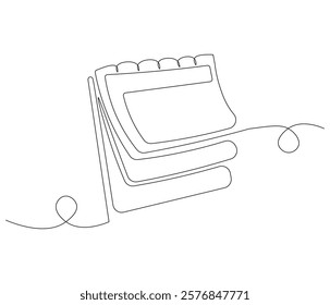 Loose-leaf calendar. One continuous line drawing of calendar. Symbol of memorable moment and the day H . Editable stroke. Doodle line illustration