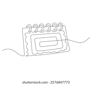 Loose-leaf calendar. One continuous line drawing of calendar. Symbol of memorable moment and the day H . Editable stroke. Doodle line illustration