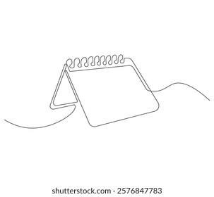 Loose-leaf calendar. One continuous line drawing of calendar. Symbol of memorable moment and the day H . Editable stroke. Doodle line illustration