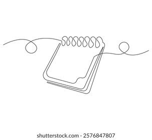 Loose-leaf calendar. One continuous line drawing of calendar. Symbol of memorable moment and the day H . Editable stroke. Doodle line illustration