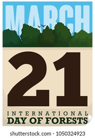 Loose-leaf calendar with a view of a forest and reminder date to celebrate International Day of Forests in March 21.
