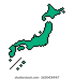 Um mapa vetorial do Japão desenhado de forma livre e ambígua, com um contorno preto e cor verde, perfeito para um fundo transparente.