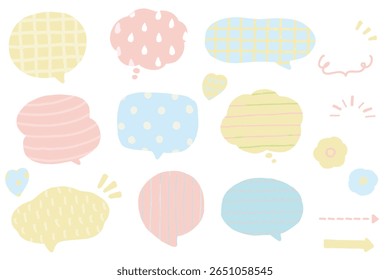 Bolha de fala desenhada frouxamente e conjunto de ilustração decorativa
