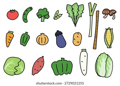 Conjunto de ilustração vegetal frouxamente desenhado.