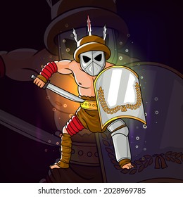 Atacan los saqueadores con el logo de apoyo de la espada diseño de la ilustración