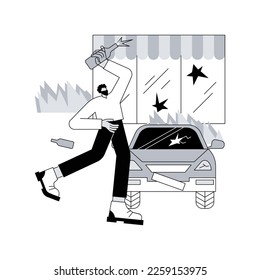Saqueando la ilustración abstracta del vector de concepto. Protesta pública, manifestación, disturbios masivos, acción callejera, bienes robados, reunión y vandalismo, policía antidisturbios, violencia y metáfora abstracta del crimen.
