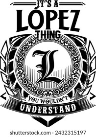 Lopez last name desing for screen printing on t-shirts