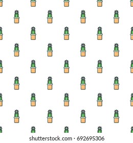Lophophora cactus pattern in cartoon style. Seamless pattern vector illustration