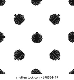 Lophophora cactus pattern repeat seamless in black color for any design. Vector geometric illustration