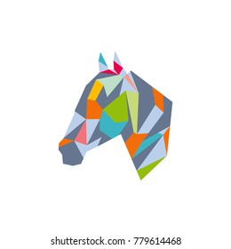 lopoly head horse logo design illustration