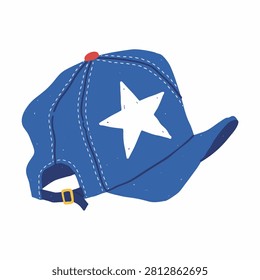 Lopsided Blue Cap with White Star Vector Graphic