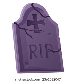 Lopsided old gravestone with cracks