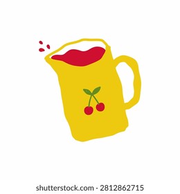 Lopsided Yellow Pitcher with Cherry Juice Vector