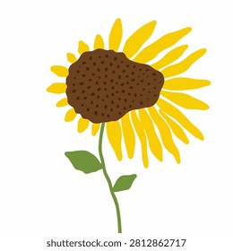 Lopsided Yellow Sunflower Minimalist Vector Design