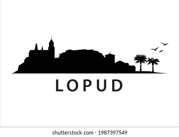 Lopud, Croatian Island Landscape | Skyline Graphic Silhouette Panorama