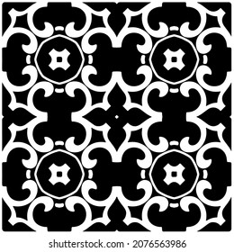 loral seamless pattern background.Geometric ornament for wallpapers and backgrounds. Black and white pattern.