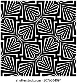 loral seamless pattern background.Geometric ornament for wallpapers and backgrounds. Black and white pattern.