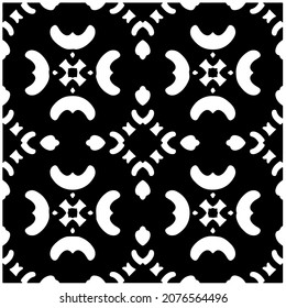 loral seamless pattern background.Geometric ornament for wallpapers and backgrounds. Black and white pattern.