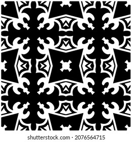 loral seamless pattern background.Geometric ornament for wallpapers and backgrounds. Black and white pattern.