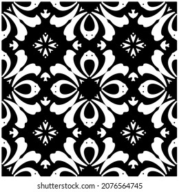 fondo de patrón ininterrumpido loral.Ornamento geométrico para fondo de paredes y fondos. Patrón blanco y negro.