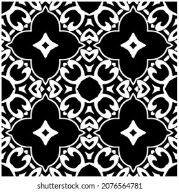 loral seamless pattern background.Geometric ornament for wallpapers and backgrounds. Black and white pattern.