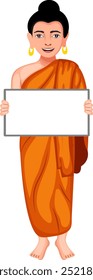 Lord Buddha Character Standing With Board Vector Illustration