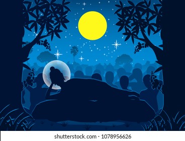 lord of Buddha was dead under tree ,used well for important days of Buddhism vector illustration