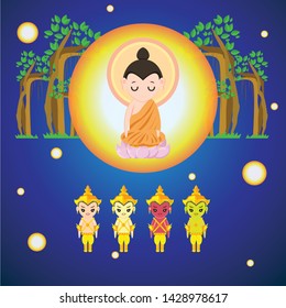 lord buddha and deity disciple vector