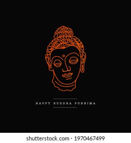 Lord Buddha face line drawing illustration. Happy Buddha Purnima Vector.