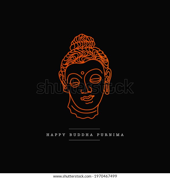 Lord Buddha face line drawing illustration. Happy Buddha Purnima Vector.