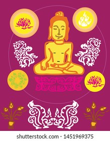 lord buddha image
 in purple background and lotus symbol.