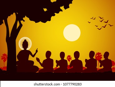 Lord of Buddha sermon to five ascetics and was enlighten become first monk of Buddhism