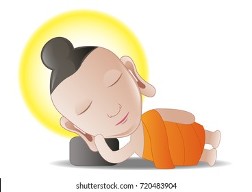 lord of  Buddha is sleeping,isolated,vector illustration,cartoon bubble head
