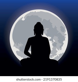 Lord buddha vector illustration full moon poya day 