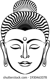 Cara del Señor Buda, ilustración vectorial para impresión textil, logotipo, papel tapiz  	

