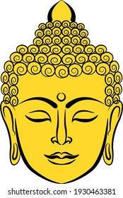 Lord Buddha's face, vector illustration for textile printing, logo, wallpaper  	
