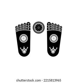 Lord Buddhas footprint with lotus icon. Gautam buddha footprint symbol.