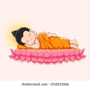 Lord Buddha's nirvana on the lotus Happy vesak day -Vector illustration 