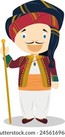Lord Byron Zeichentrickfigur. Vektorillustration. In: Kids History Kollektion.