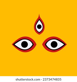Lord Durga eyes vector icon on yellow colors