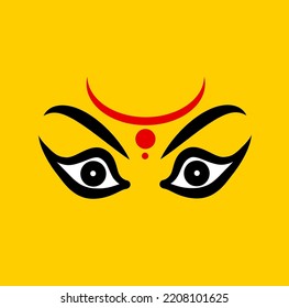 Lord durga face icon. Durga eyes vector. svg