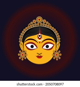Lord Durga face vector in Kolkata style vector. svg
