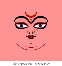 The lord Durga in Kolkata style face vector illustration. svg
