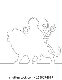 Lord Durga maa line art vector graphic design.