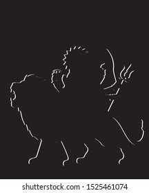 Lord Durga maa with lion vector illustration.